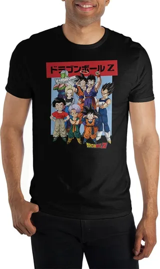 Dragon Ball Z Anime Cartoon Mens Black Graphic Tee-S