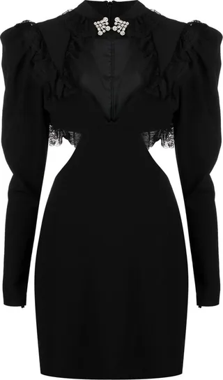 Cut-Out Detailed Lace-Trim Dress