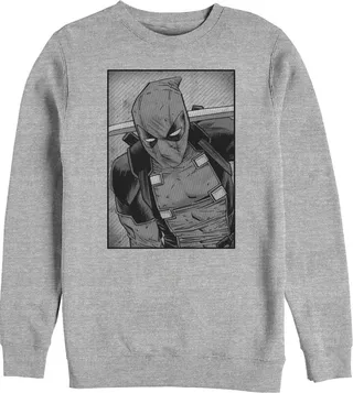 Men's Marvel Deadpool Classic Grey GrayscalePose Sweatshirt - Athletic Heather - Large
