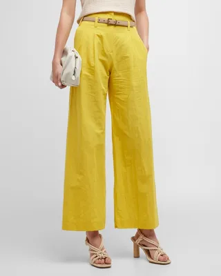 Pascale Cotton-Linen Wide-Leg Pants