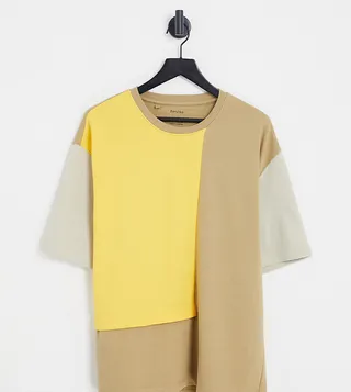 Bershka color block t-shirt in brown - part of a set