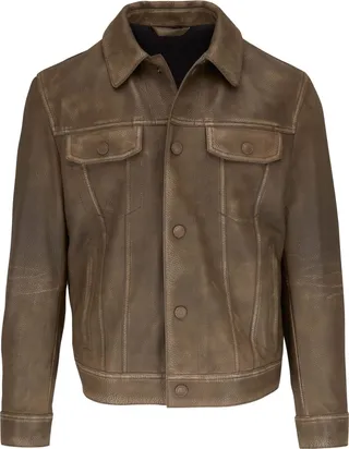 Long-Sleeve Leather Jacket