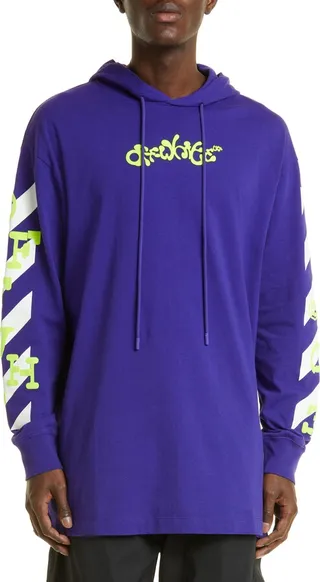 Hooded Opposite Arrow Long Sleeve Graphic Tee