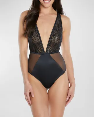 Lexi Mixed Media Plunge Bodysuit