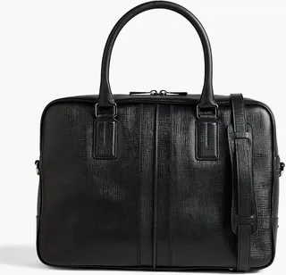 Double Stripe textured-leather briefcase