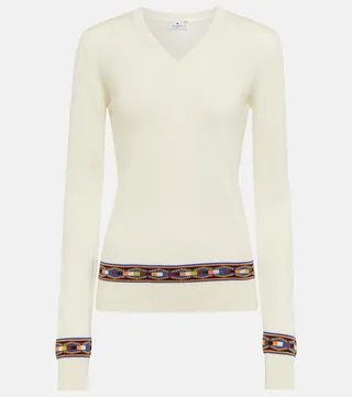 V-neck wool-blend sweater