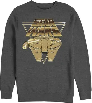 Men's Star Wars The Last Jedi Millennium Falcon Pixel Sweatshirt - Charcoal Heather - Medium
