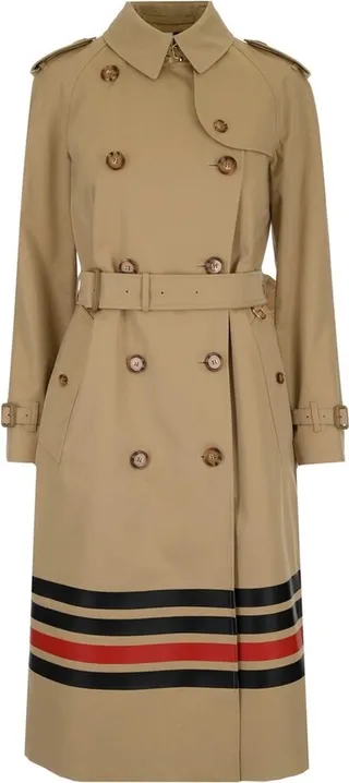 Burberry Stripe Detail Gabardine Trench Coat