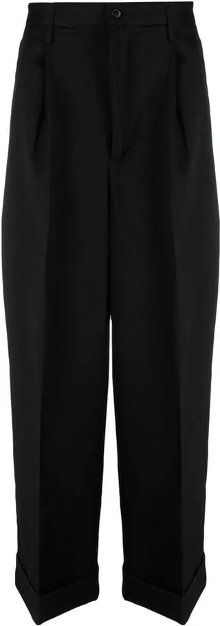 Pleat-Detail Wide Leg Trousers
