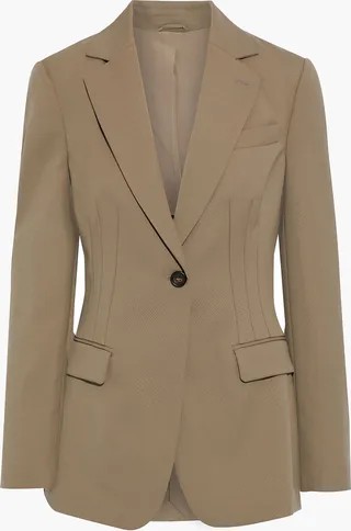 Bead-embellished wool-gabardine blazer