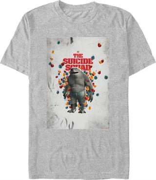 Men's The Suicide Squad King Shark Poster T-Shirt - Athletic Heather - Large