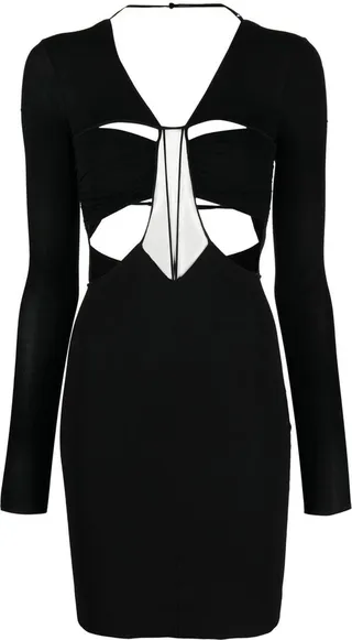 cut-out detail V-neck dress