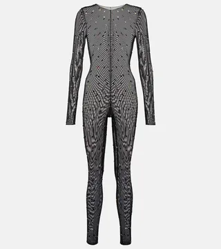 Embellished tulle bodysuit