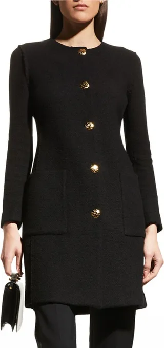 Compact-Knit Boucle Patch-Pocket Jacket
