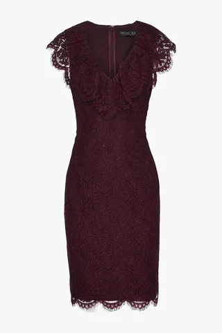 Daisy ruffle-trimmed corded lace dress