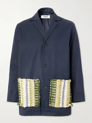 Wool-Trimmed Cotton-Twill Overcoat