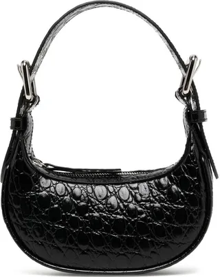BY FAR- Mini Soho Croco Embossed Leather Shoulder Bag