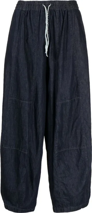 Drawstring Wide-Leg Jeans