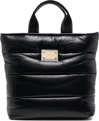Logo-Plaque Padded Tote Bag