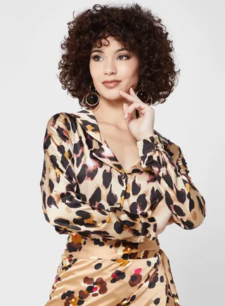 Leopard Print Button Down Shirt
