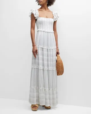 Victoria Sequin-Embellished Striped Maxi Dress