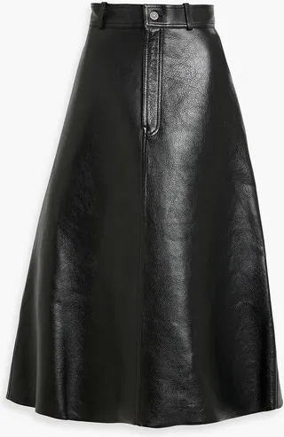 Leather midi skirt