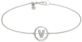 18kt white gold diamond Initial V bracelet