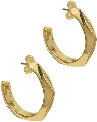 14K Gold Plated Faceted Hoop Earrings
