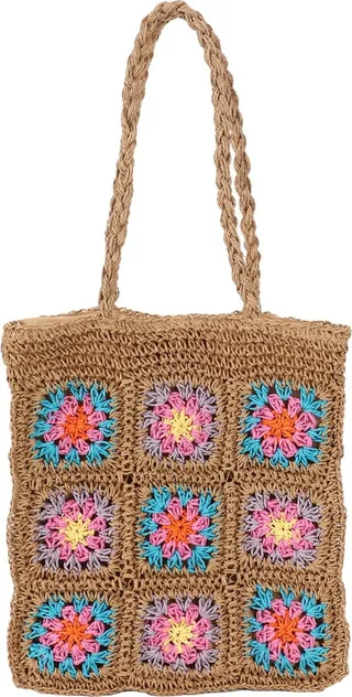 Topshop Crochet Grab Bag Shoulder Bag Sand