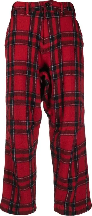 Check-Pattern Cropped Trousers
