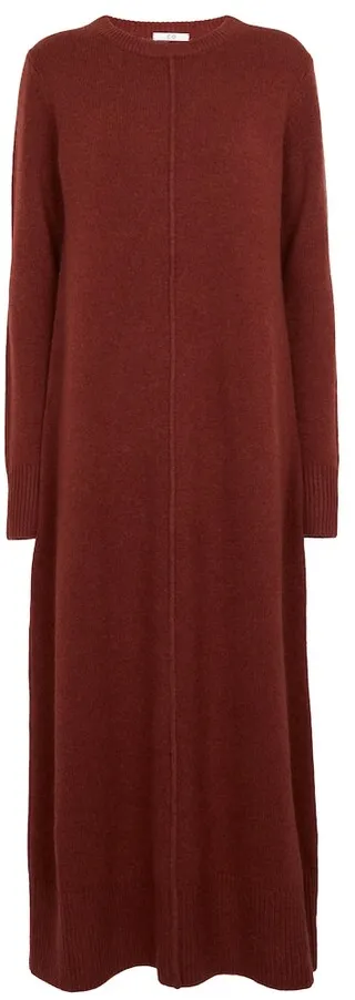 Cashmere long-sleeved maxi dress