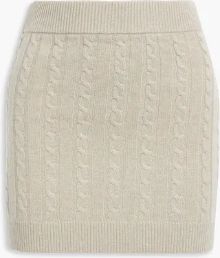 Cable-knit wool and cashmere-blend mini skirt