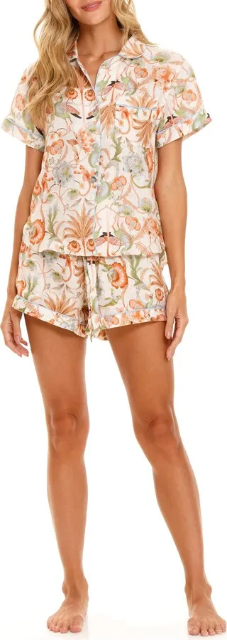 Nina Peach Jungle Linen Short Pajamas