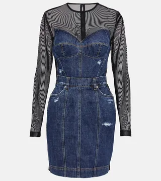 Denim and tulle minidress