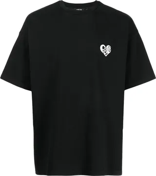 Peace-embroidered crew-neck T-shirt