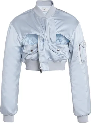 Women's Cropped Satin Bomber Jacket