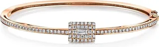 18kt Rose Gold Moving Diamond Baguette Bangle