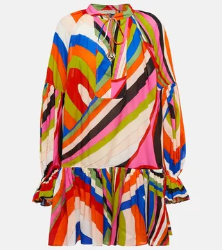 Iride-print cotton minidress
