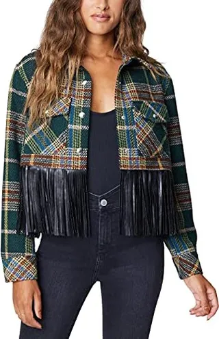 [BLANKNYC] Womens Luxury Clothing Plaid Shirt Jacket