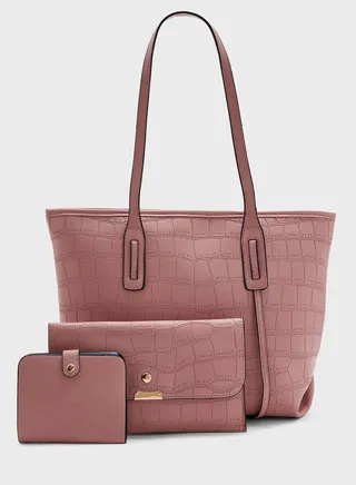 3 Piece Croc Tote Handbag Set