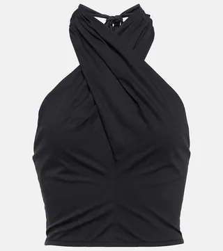 Kai cropped halter-neck cotton top