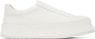Jil Sander White Leather Platform Low-Top Sneakers