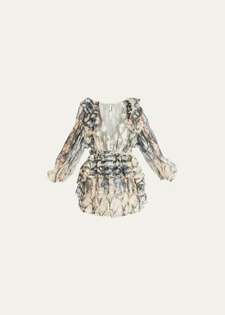 Adelaide Puff-Sleeve Silk Organza Mini Dress