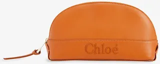 Womens Caramel Sense Logo-embroidered Leather Pouch