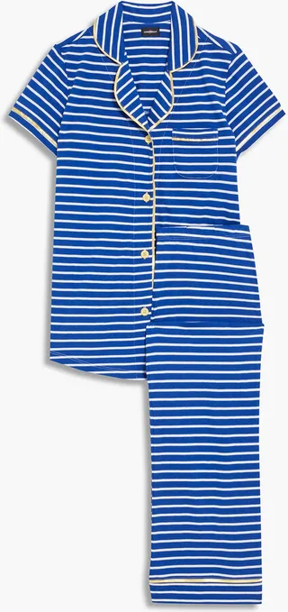 Bella striped Pima cotton and modal-blend pajama set