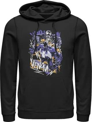 Men's Marvel Venom Graffiti Pull Over Hoodie - Black - Small