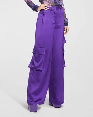 Duchesse Viscose Informal Wide-Leg Cargo Pant