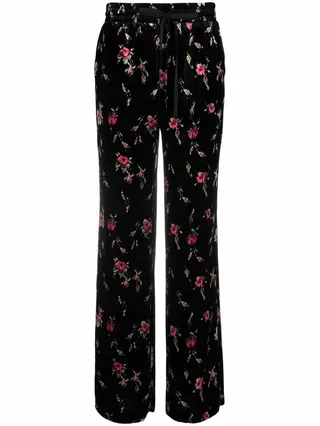 Rose-Print Elasticated-Waist Trousers