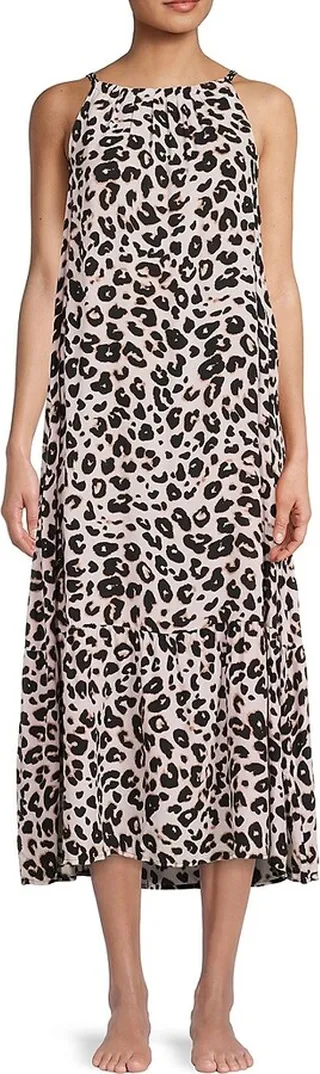 Leopard Print Midi Nightgown