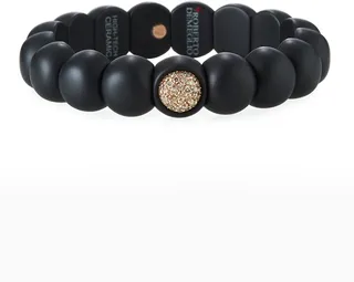 Dama Matte Black Ceramic Beaded Bracelet with Champagne Diamonds